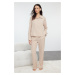 Trendyol Stone Button Detailed Textured Woven Pajama Set