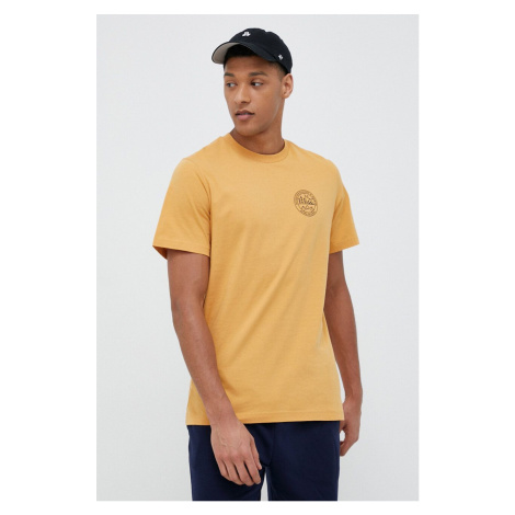 Bavlnené tričko Jack Wolfskin 10 žltá farba, s potlačou