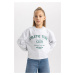 DEFACTO Girl's Crew Neck Printed Sweatshirt