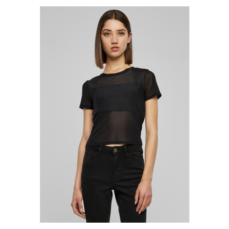 Women's short fishnet T-shirt black Urban Classics