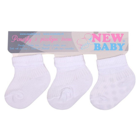 Dojčenské pruhované ponožky New Baby biele - 3ks 56