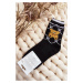 Warm cotton socks with teddy bear, black