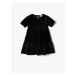 Koton Velvet Lurex Dress Short Balloon Sleeve Tiered Round Neck