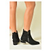 Fox Shoes Women's Black Suede Low Heeled Boots