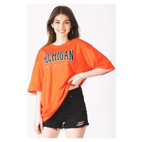 Madmext Women's Orange Printed T-Shirt