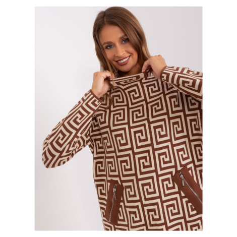 Brown and beige patterned sweater