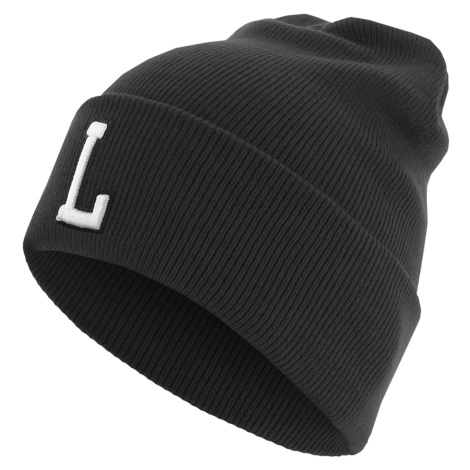 Knitted hat with letter cuff L MSTRDS