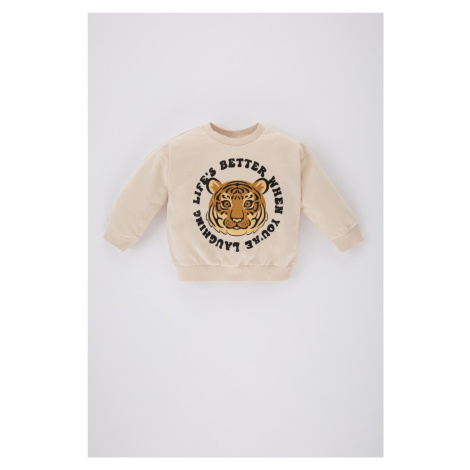 DEFACTO Baby Boy Crew Neck Tiger Pattern Sweatshirt