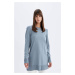 DEFACTO Regular Fit Crew Neck Slit Basic Plain Knitwear Sweater Tunic