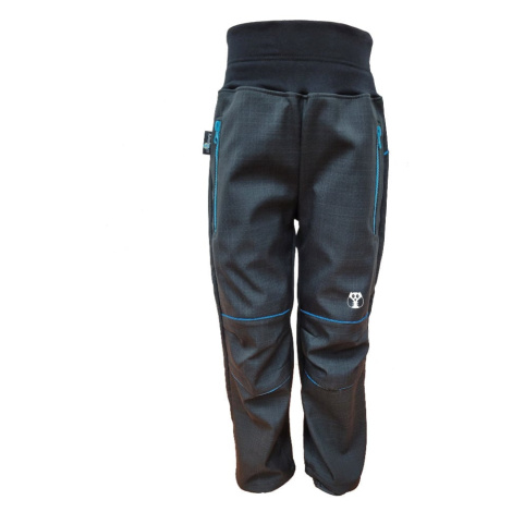 Children's softshell pants SUMMER - black with blue pockets