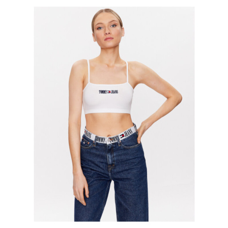 Tommy Jeans Top DW0DW15458 Biela Cropped Fit Tommy Hilfiger