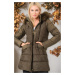 Z6745 DEWBERRY WOMEN'S COAT-PLAIN KHAKI