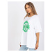 White and green oversize T-shirt with application