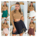 Sexy Highwaist Skater Skirt with buckle detail green Einheitsgroesse