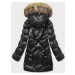 Čierno-hnedá dámska zimná bunda s kapucňou (5M775-392)