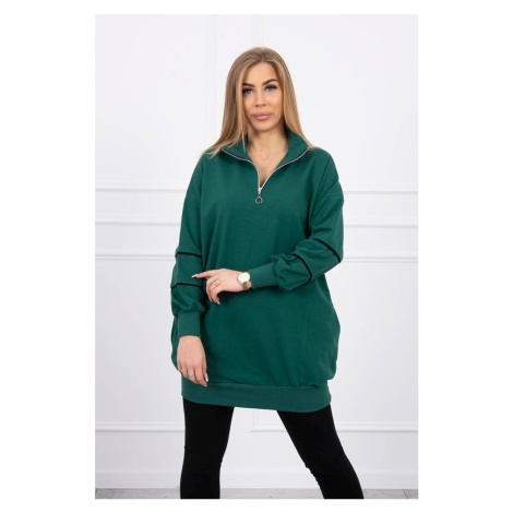 Sweatshirt with zip and pockets green