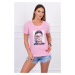 Blouse with women's graphics powder pink
