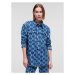 KARL LAGERFELD džínsová košeľa Monogram 225W1408 Modrá Oversize