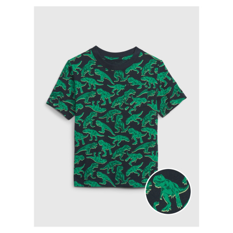 Čierno-zelené chlapčenské tričko s motívom dinosaura GAP