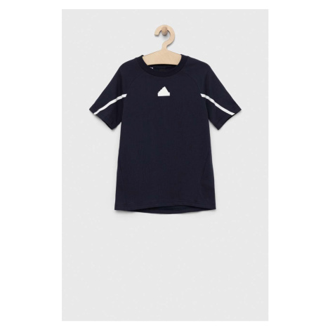 Detské bavlnené tričko adidas B D4GMDY tmavomodrá farba, jednofarebné