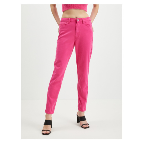 Women's Navy Pink Cropped Mom Fit Jeans Pieces Kesia - Women's