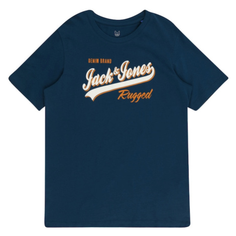 Jack & Jones Junior Tričko  námornícka modrá / oranžová / prírodná biela