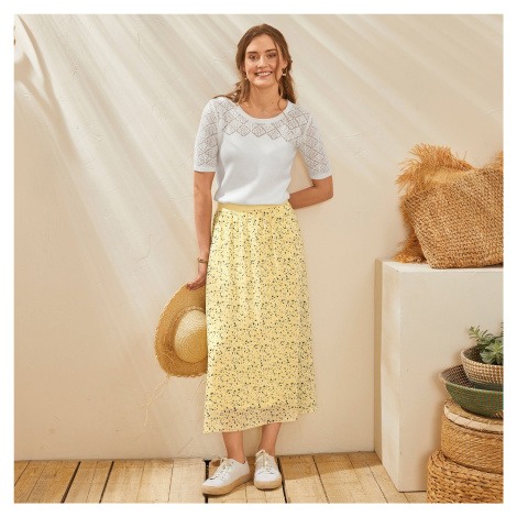 Blancheporte Dlhá rozšírená sukňa s minimalistickým dizajnom žltá