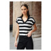 Trendyol Black Striped T-Shirt Look Basic Knitwear Sweater