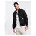 Ombre Men's quilted bomber jacket with metal zippers - black