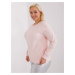 Light pink plus size blouse with long sleeves