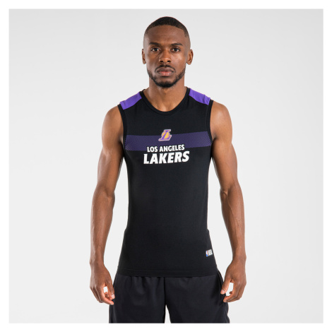 Pánske spodné tričko na basketbal UT500 slim NBA Lakers čierne TARMAK