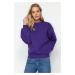 Trendyol Purple Thick Inside Fleece Regular/Normal Fit Crew Neck Basic Knitted Sweatshirt