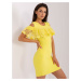 Yellow mini cocktail dress with frill