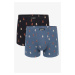 Pánske boxerky 2MH-061 2-pack Dark Blue / Jeans Pattern - Atlantic modrá/potisk