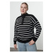 Trendyol Curve Black Multicolored Striped Knitwear Sweater