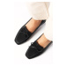 Mio Gusto Tilda Black Color Blunt Toe Low Heeled Women's Shoes