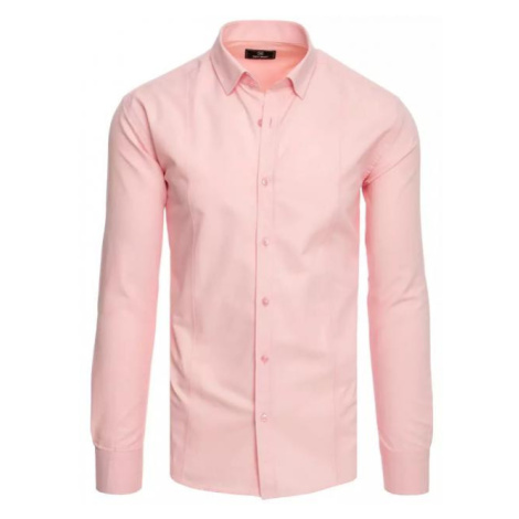 Hladká pánska košeľa ružovej farby s dlhým rukávom