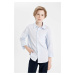 DEFACTO Boys Polo Collar Oxford Long Sleeve Basic Plain School Shirt