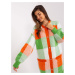 Orange and light green checked cardigan