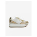 Zlato-biele dámske tenisky s koženými detailmi na platforme Guess Harinna 3