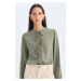 DEFACTO Regular Fit Stand Collar Laced Viscose Long Sleeve Blouse