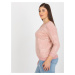 Světle růžová dámská halenka plus size s 3/4 rukávem JEDNA