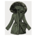 Teplá obojstranná dámska zimná bunda v khaki farbe (W610)