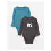 LC Waikiki Crew Neck Long Sleeve Baby Boy Snap-On Bodysuit 2-Piece