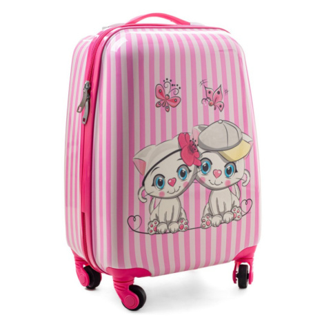 Ružový pásikavý kufor pre deti &quot;Kitty&quot; - veľ. M