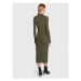 Calvin Klein Úpletové šaty Iconic K20K205107 Zelená Slim Fit