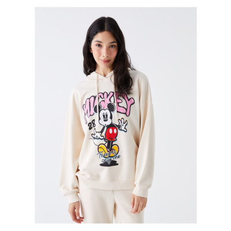 LC Waikiki Mickey Mouse Printed Long Sleeve Oversize Women's Hoodie