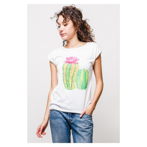 Dámske biele tričko s kaktusmi