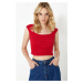 Trendyol Red fitted/fitting ribbed stretchy knitted blouse