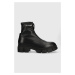 Kožené členkové topánky Karl Lagerfeld Aria ARIA dámske, čierna farba, na plochom podpätku